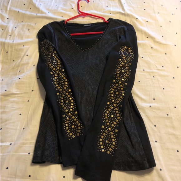 David Cline Tops - David Cline top snakeskin pattern bronze bling EUC